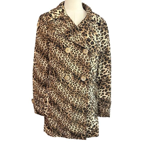 Leopard Print Blazer/Jacket Women 44 Stylish Bold Lined Buttons Boho Preppy - Picture 1 of 12